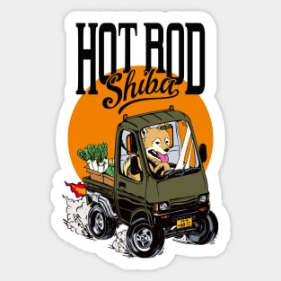 Hot rod Shiba (military khaki) Sticker